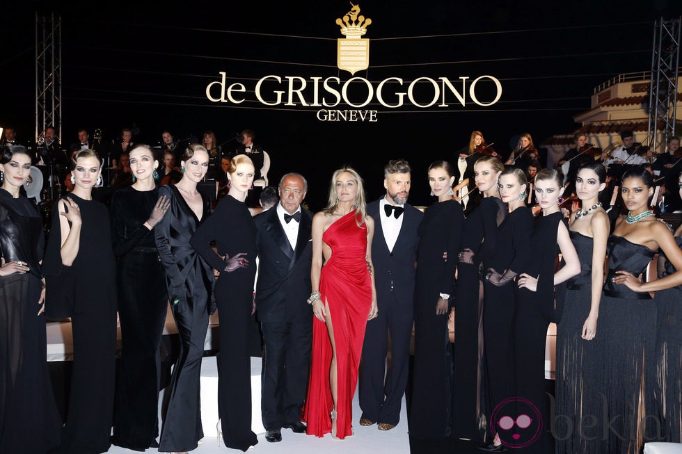 Fawaz Gruosi y Sharon Stone acompañados en la fiesta Grisogono de Cannes 2013