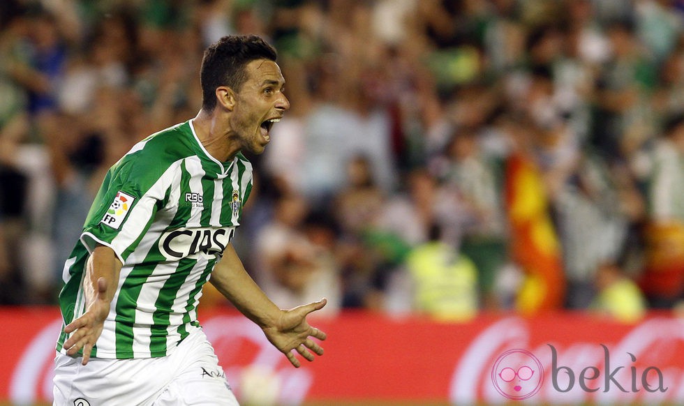 Rubén Castro celebrando un gol marcado con el Real Betis