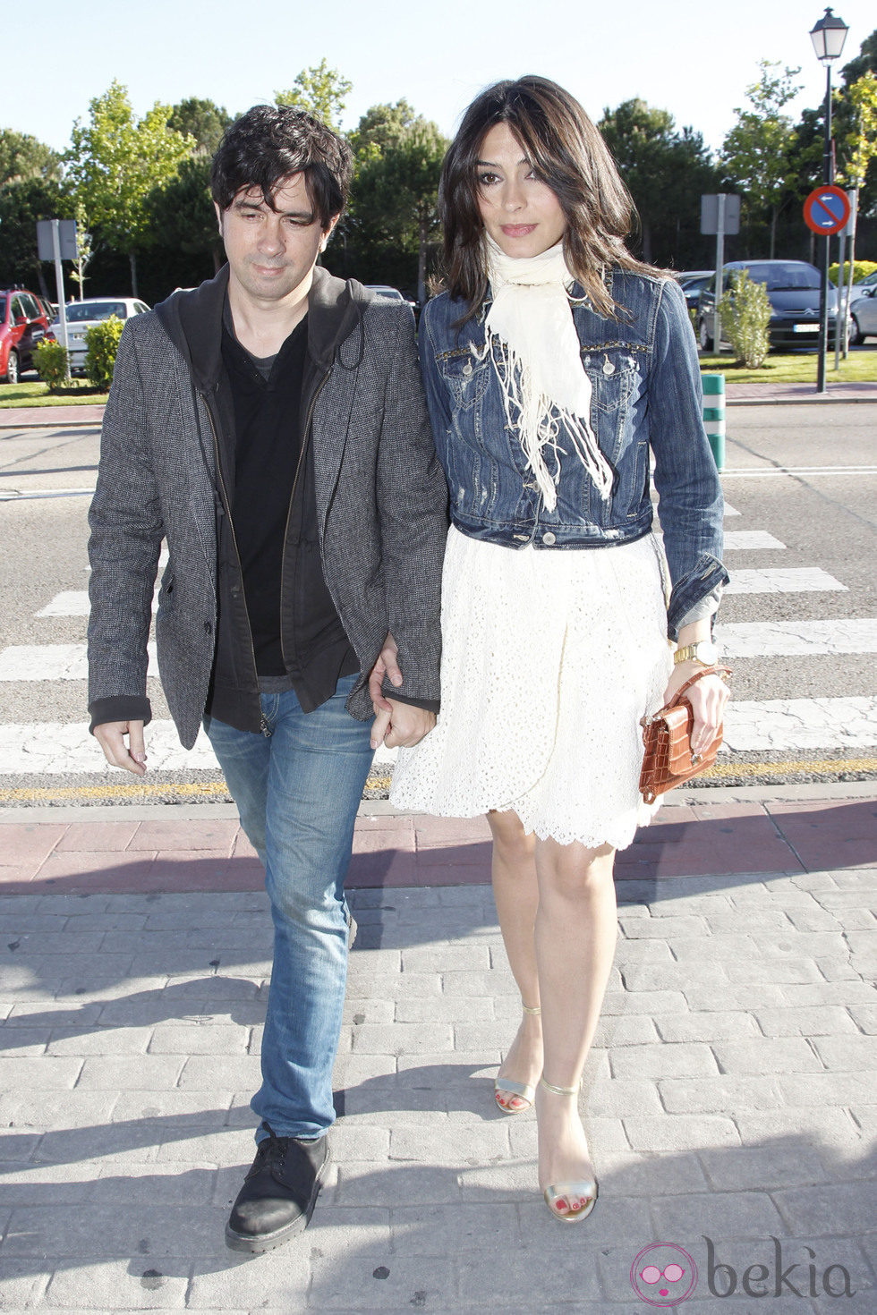 Marta Fernández y Eduardo Chapero-Jackson en el tanatorio de Mario Biondo