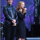 James Franco y Jessica Chastain en el The Sound of Change Live en el Twickenham Stadium de Londres