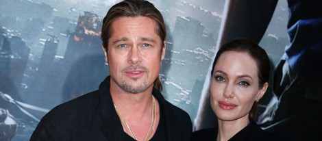 Angelina Jolie y Brad Pitt en la promoción de 'Guerra Mundial Z' en París