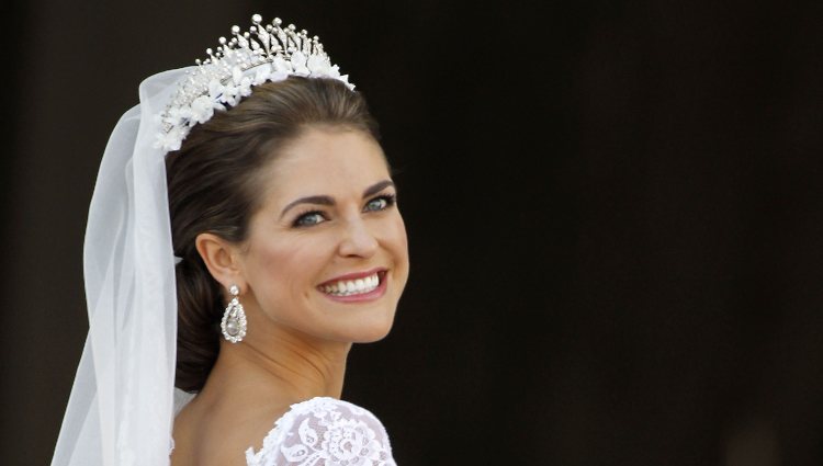 La Princesa Magdalena de Suecia muy feliz el día de su boda con Chris O'Neill