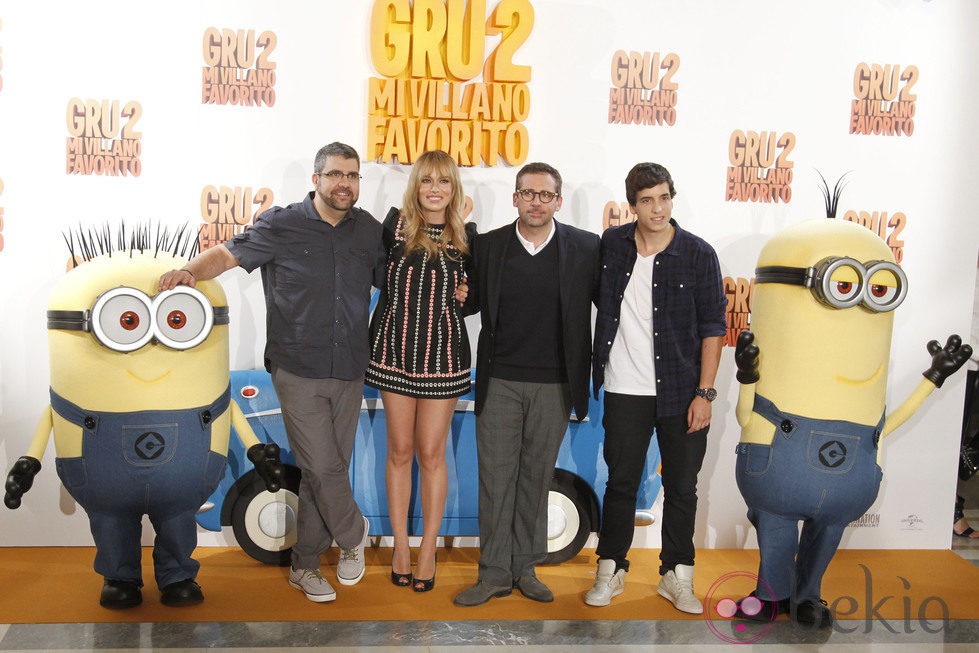 Florentino Fernández, Patricia Conde, Steve Carrell y Xuso Jones promocionando 'Gru, mi villano favorito 2' en Madrid