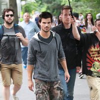 Taylor Lautner durante el rodaje de 'Trancers'