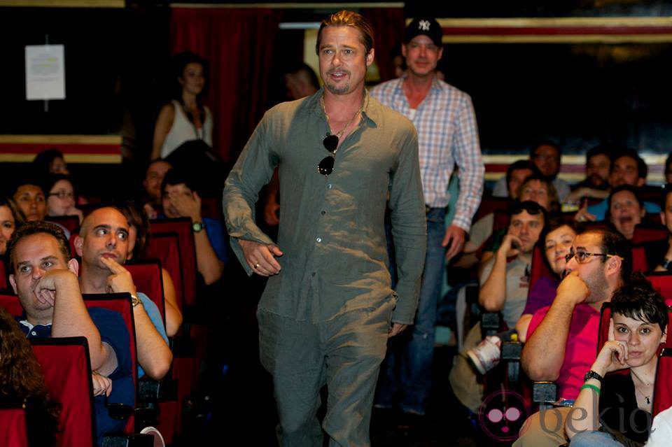 Brad Pitt en la presentación sorpresa de 'Guerra Mundial Z' en Madrid