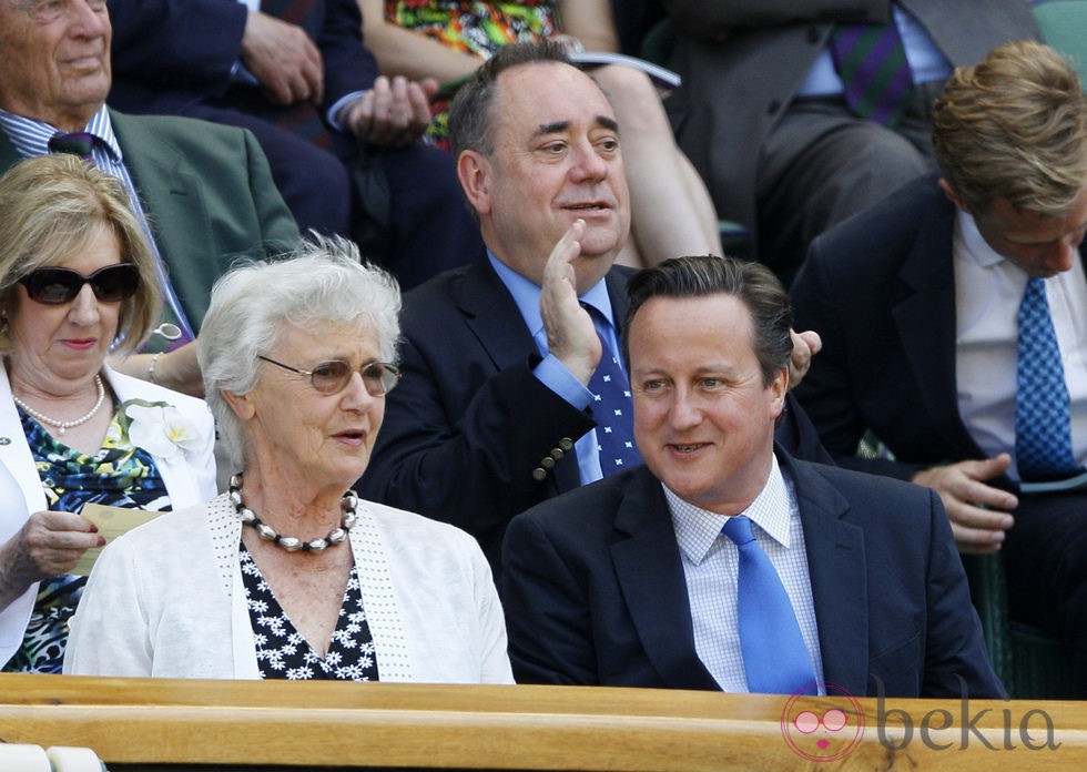 El Primer Ministro británico David Cameron en la final de Wimbledon 2013