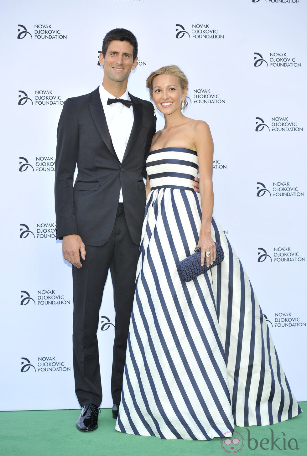 Novak Djokovic y Jelena Ristic en una cena solidaria de la Fundación Novak Djokovic