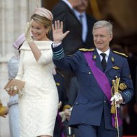 Felipe y Matilde de Bélgica a su llegada a la catedral de San Miguel y Santa Gúdula de Bruselas