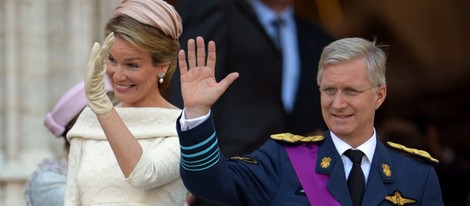 Felipe y Matilde de Bélgica a su llegada a la catedral de San Miguel y Santa Gúdula de Bruselas