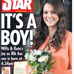 Portada de Daily Star con el nacimiento del hijo de los Duques de Cambridge