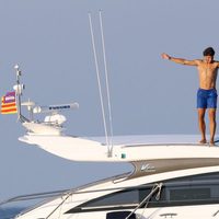 Rafa Nadal en bañador en un barco en Mallorca