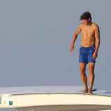 Rafa Nadal con el torso desnudo en un barco en Mallorca