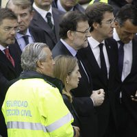 Mariano Rajoy visita el lugar del accidente ferroviario de Santiago con Ana Pastor y Alberto Núñez Feijóo