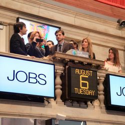 Ashton Kutcher en la apertura de la Bolsa de Nueva York