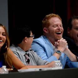 Sofia Vergara, Rico Rodriguez, Jesse Tyler Ferguson y Eric Stonestreet en la lectura del primer capítulo de la quinta temporada de 'Modern Family'