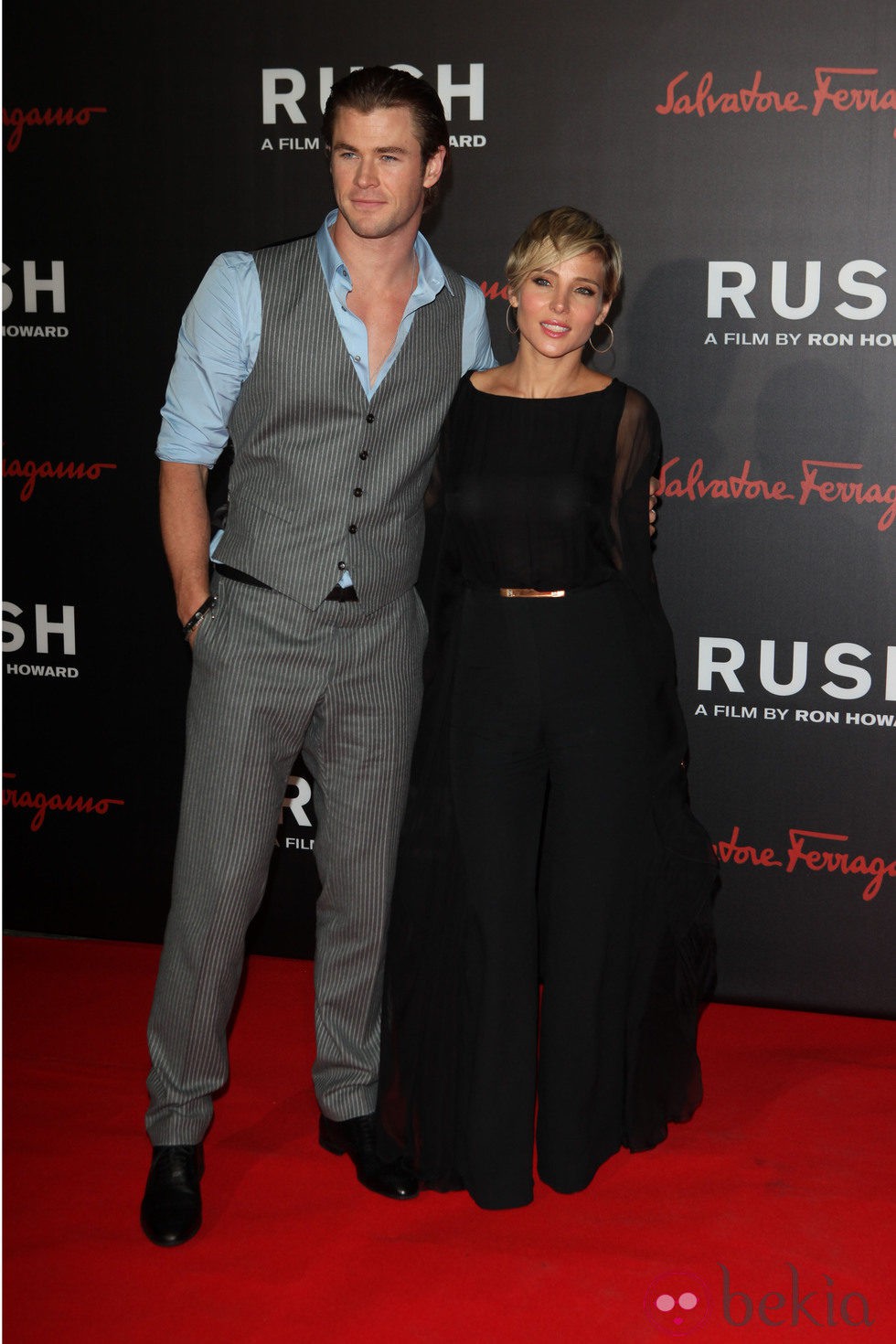 Elsa Pataky y Chris Hemsworth en la fiesta posterior al estreno de 'Rush'