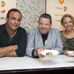 Ángel León, Chicote y Susi Díaz en la presentación de 'Top Chef' en el FesTVal de Vitoria 2013