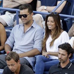 Eva Longoria y Ricky Martin en las gradas del US Open de tenis femenino