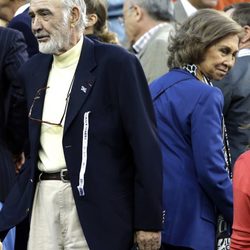 Sean Connery y la Reina Sofía en el partido entre Nadal y Djokovic en el US Open 2013