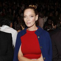 Uma Thurman en el desfile primavera/verano 2014 de Carolina Herrera en la Semana de la Moda de Nueva York