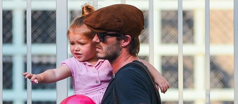 David Beckham y Harper Seven en una parque de Nueva York