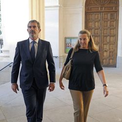 Pedro López Quesada y Cristina de Borbón-Dos Sicilias en el funeral del Marqués de Malpica