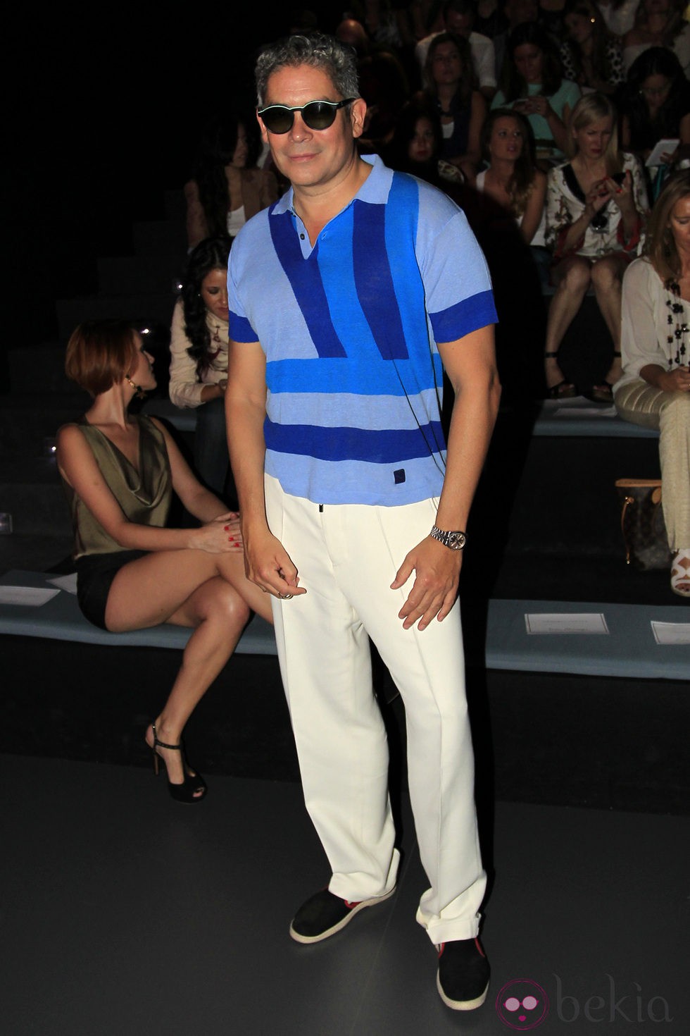 Boris Izaguirre en el desfile primavera/verano 2014 de Hannibal Laguna en Madrid Fashion Week