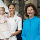 La Reina Silvia y las Princesas Victoria y Estela en el Jubileo del Rey Carlos Gustavo de Suecia