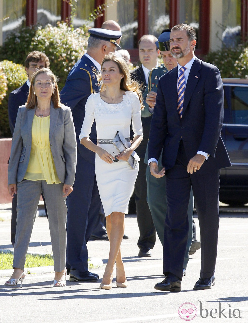 Los Príncipes de Asturias y Ana Pastor antes de recibir a Guillermo Alejandro y Máxima de Holanda