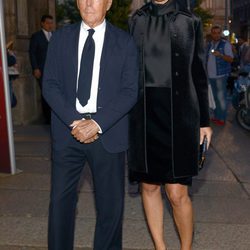 Giorgio Armani con su sobrina Roberta Armani en un cóctel de Milan Fashion Week