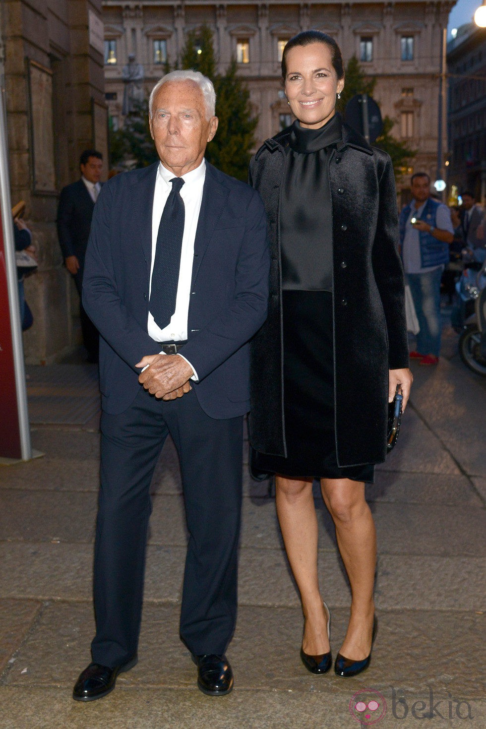 Giorgio Armani con su sobrina Roberta Armani en un cóctel de Milan Fashion Week