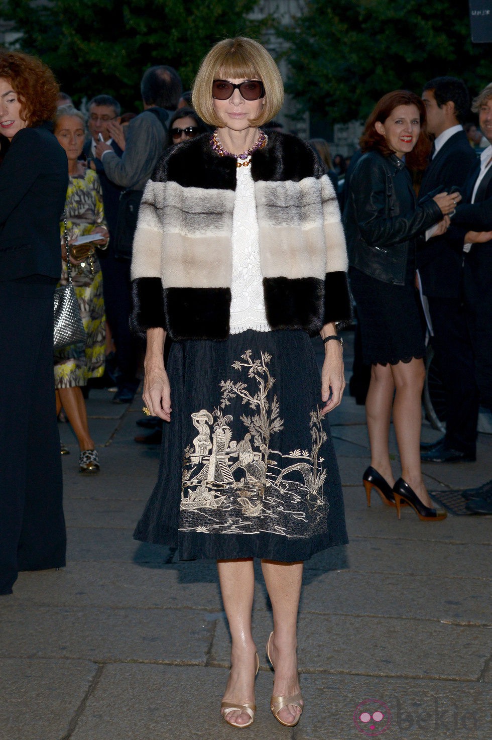 Anna Wintour en un cóctel de Milan Fashion Week