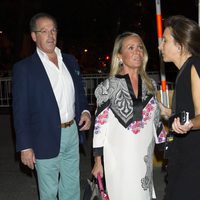 Marina Castaño y Enrique Puras en la inauguración de un restaurante en Madrid