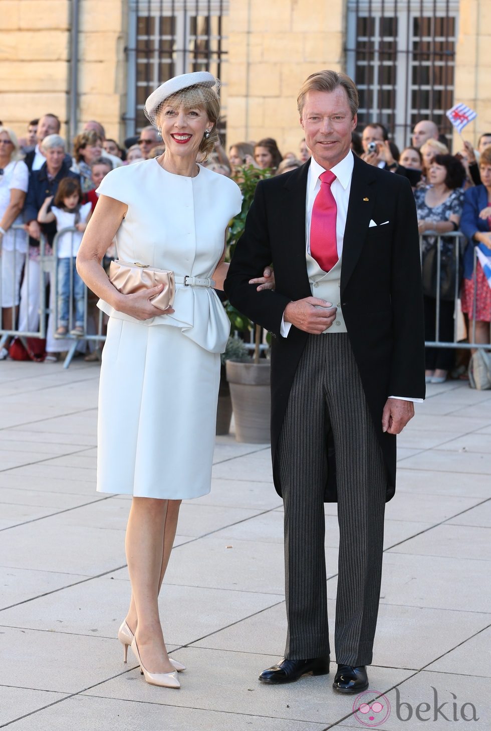 Gabriele Lademacher y el Gran Duque de Luxemburgo en la boda de Félix de Luxemburgo y Claire Lademacher