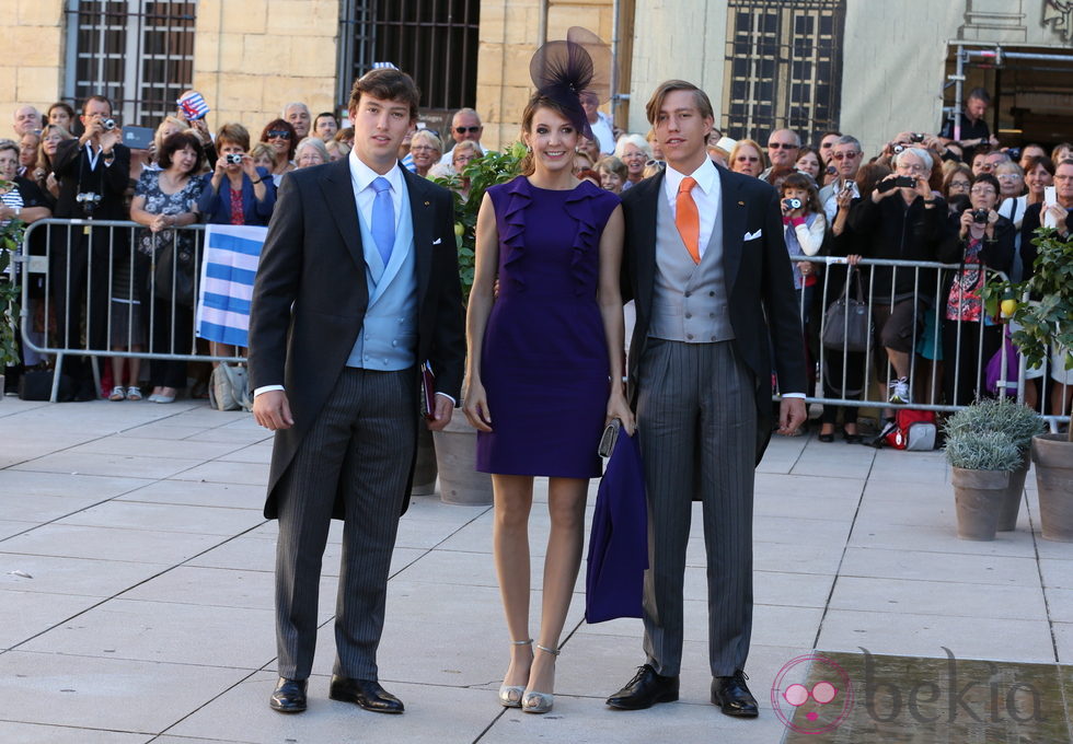 Sebastian, Tessy y Luis de Luxemburgo en la boda de Félix de Luxemburgo y Claire Lademacher