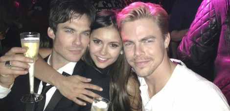 Ian Somerhalder, Nina Dobrev y Derek Hough, juntos en una fiesta