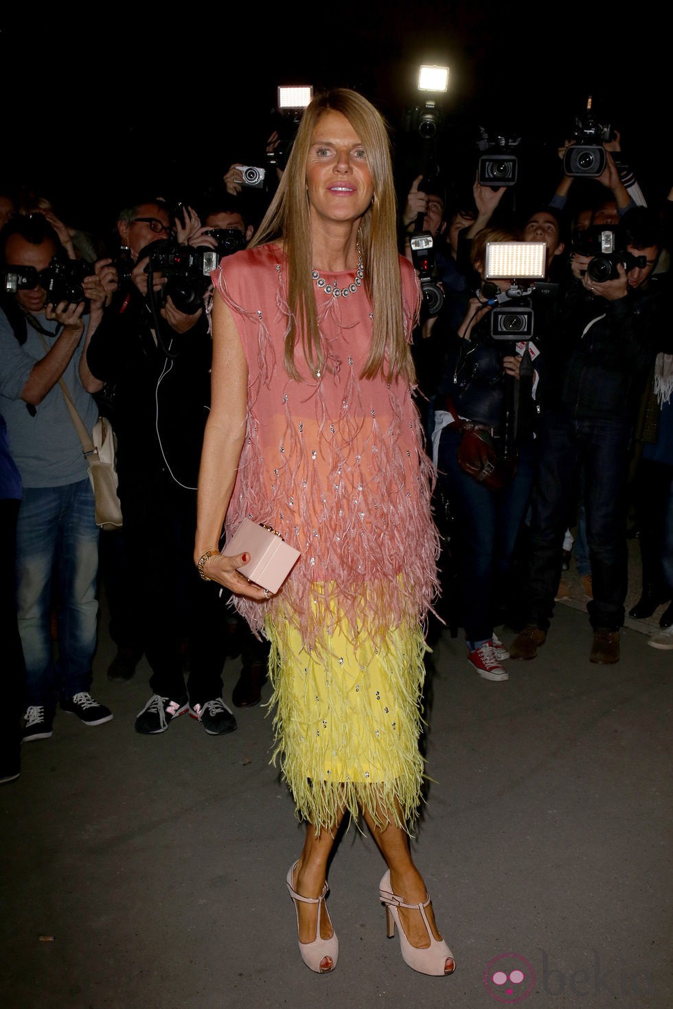 Anna Dello Russo en el desfile de Yves Saint Laurent en la Semana de la Moda de París primavera/verano 2014