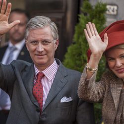 Felipe y Matilde de Bélgica en su primera visita a Namur como Reyes