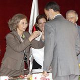 El Príncipe Felipe visita a la Reina Sofía en el Día de la Banderita 2013