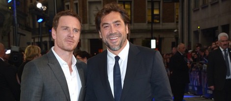 Michael Fassbender y Javier Bardem en el estreno de 'El Consejero' en Londres