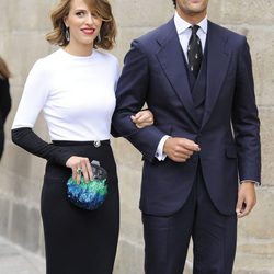 Rafa Medina y Laura Vecino en la boda del torero Miguel Ángel Perera y Verónica Gutiérrez