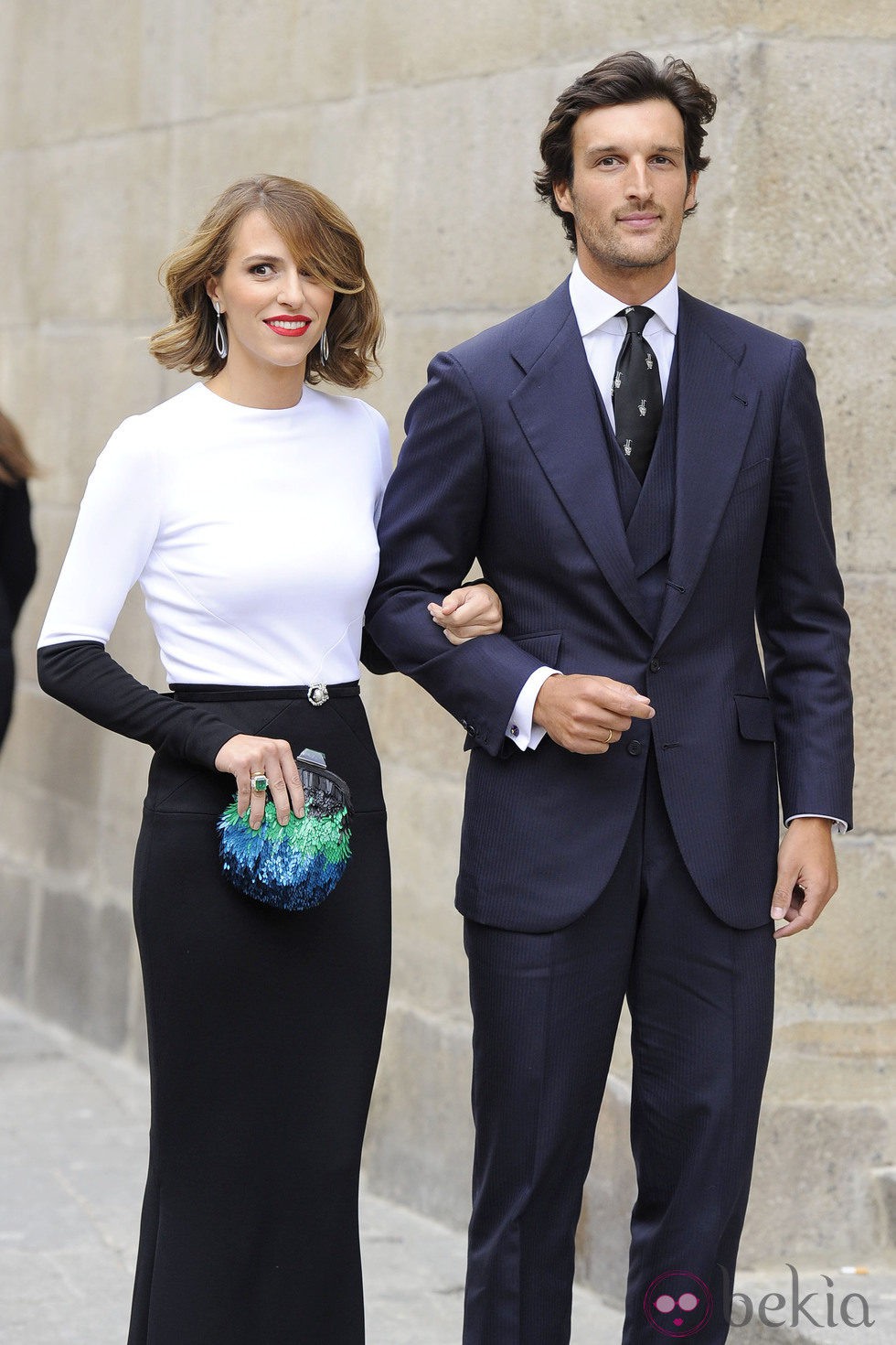 Rafa Medina y Laura Vecino en la boda del torero Miguel Ángel Perera y Verónica Gutiérrez