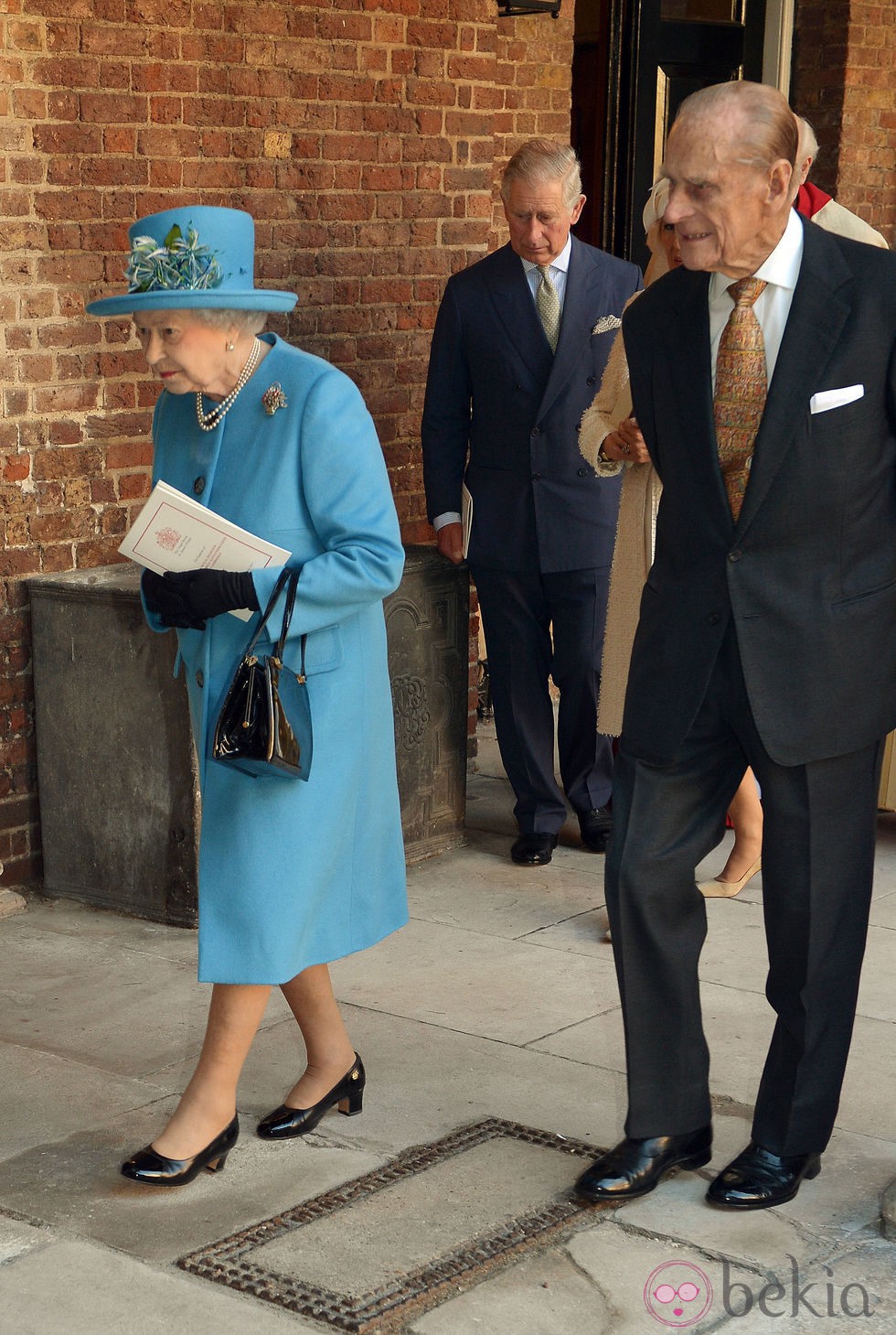 La Reina Isabel II y el Duque de Edimburgo en el bautizo del Príncipe Jorge de Cambridge