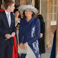 Carole Middleton en el bautizo del Príncipe Jorge de Cambridge