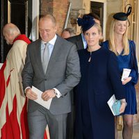 Zara Phillips y Mike Tindall en el bautizo del Príncipe Jorge de Cambridge