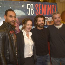 Rodolfo Sancho y el equipo de 'Las nornas' en la presentación de la película en la Seminci 2013