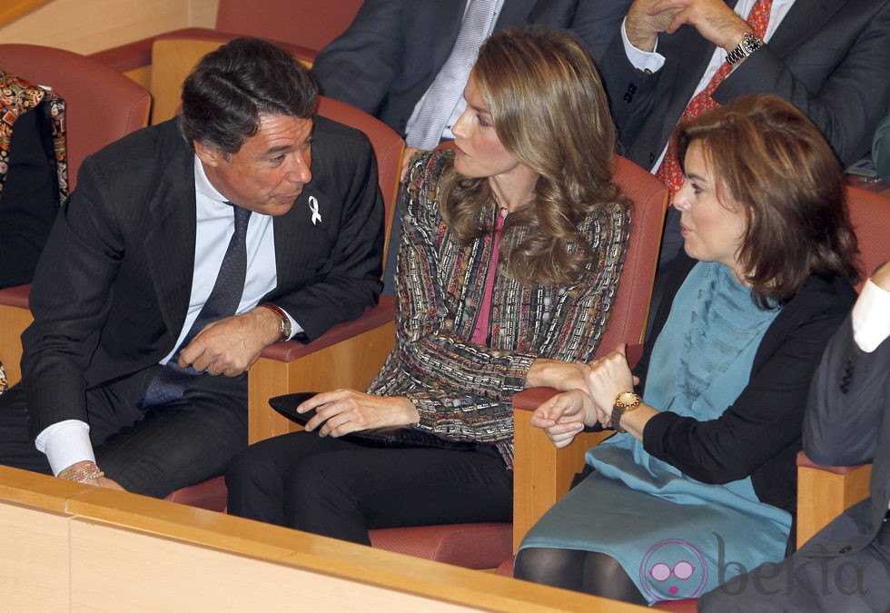 La Princesa Letizia y Soraya Sáenz de Santamaría, cogidas de la mano en el Congreso 'Nuevas Formas de Violencia'