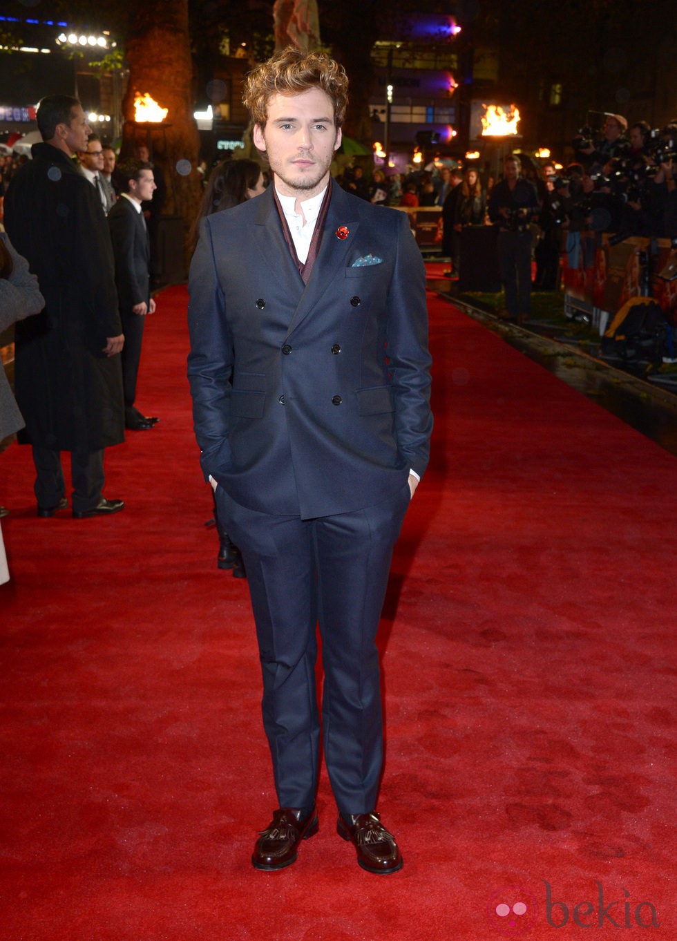 Sam Claflin en el estreno mundial de 'Los Juegos del Hambre: En llamas' en Londres