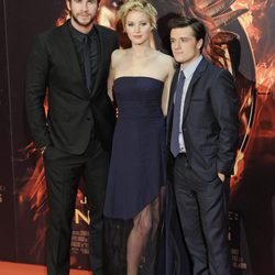 Liam Hemsworth, Jennifer Lawrence y Josh Hutcherson en el estreno de 'Los Juegos del Hambre: En llamas' en Madrid