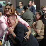 11-S: ciudadanos conmocionados ante la situación del World Trade Center tras el choque de los aviones